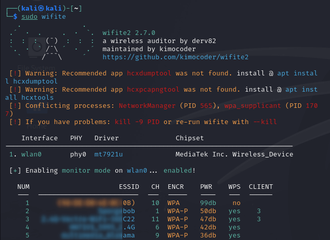 Wifite - haskowanie haseł WiFi