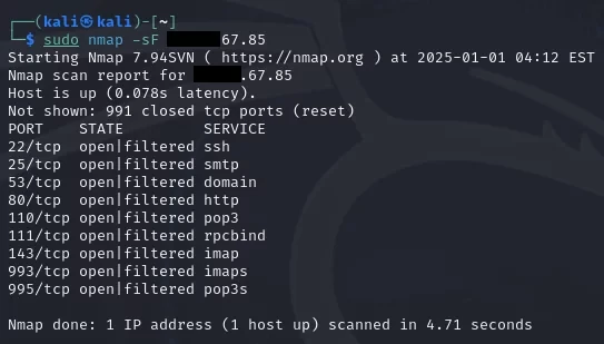 nmap skanowanie FIN