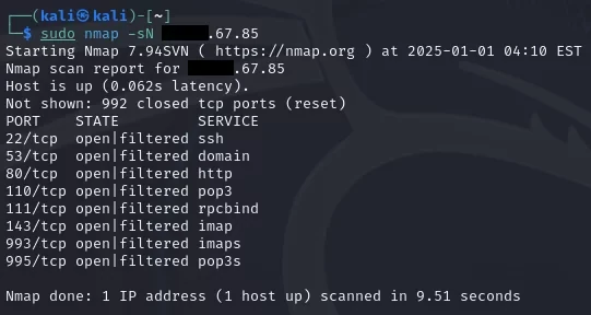 nmap skanowanie NULL