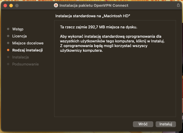 instalacja openvpn na macos