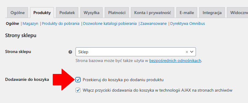 jak pominąć stronę koszyka WooCommerce