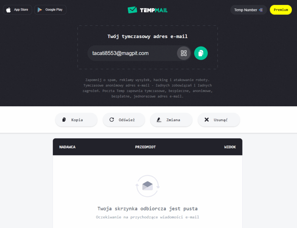 tymczasowy adres e-mail Temp Mail