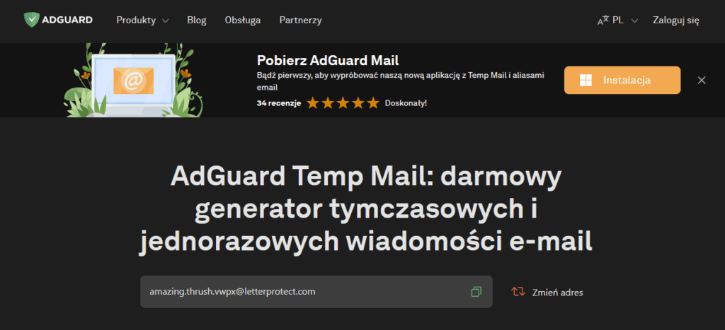 tymczasowy adres-email adguard